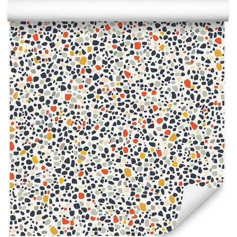 Papier peint terrazzo gris clair, gris, beige et crème 50 x 1000 cm (1/5)
