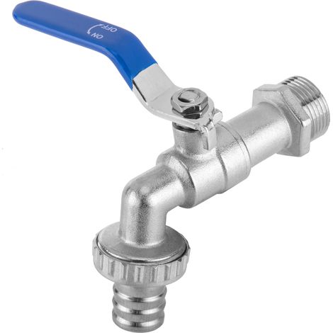 PrimeMatik - Robinet à bille coudé 3/4"- 1" avec adaptateur de tuyau (1/5)