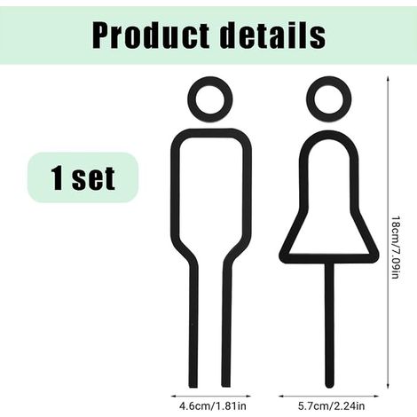 Black Gold Brass Toilet Sign Pictogram Men Women Self-Adhesive Signage Door Toilet Decoration Hotel Restaurant Office Home (1/2)
