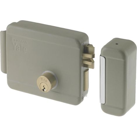 Yale serratura elettrica per cancelli mano sx scatola mm 130 x 105 entrata 50 mm cilindro interno ed esterno scrocco autobloccante 2 mandate completa di contropiastra tettoia