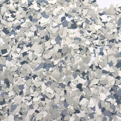900 G / 1 LB Mélange de Chips de Couleur Décorative, Revêtements en Peinture pour Sol en Béton, Flocons de Peinture pour Sol de Garage, Murs et Sols Intérieurs et Extérieurs (Blanc, Gris-bleu (1/5)