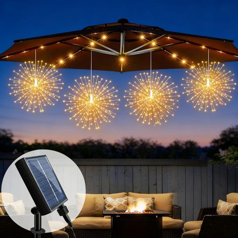 Lichterkette Solar - 7 M 360 LED 8 Modi IP65 - Para Exterior Interior Jardín Balcon Terraza Fiesta - 4 Unidades (1/5)