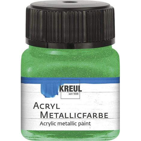 Peinture Acrylique Métallique, 20 ml verre vert, peinture acrylique à effet métallique à base d'eau, couvrante et crémeuse, séchage rapide et résistance à l'eau (1/4)