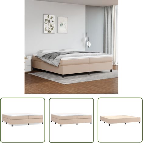 The Living Store Boxspringbett Matratze Cappuccino-Braun 200x200cm Kunstleder - Boxspringbett - Doppelbett - Bettenrahmen - Kunstlederbett - Luxusbett (1/5)