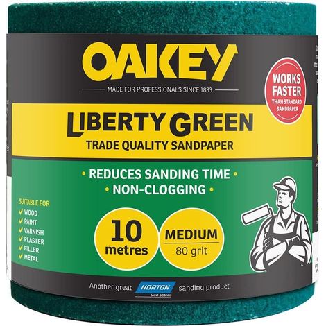 Oakey 66261116751 Liberty Green Sanding Roll 115mm x 10m Medium 80G OAK33217 (1/2)