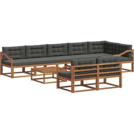 Conjunto de sofás de exterior 9 pcs Natural y Antracita vidaXL (1/5)