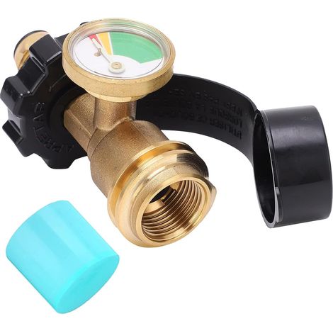 Compteur de gaz propane - Adaptateur pour bouteille de propane avec manomètre - Compteur de propane pour barbecue, détecteur de fuites et manomètre pour camping-car, bouteille, barbecue, chauffage (1/5)