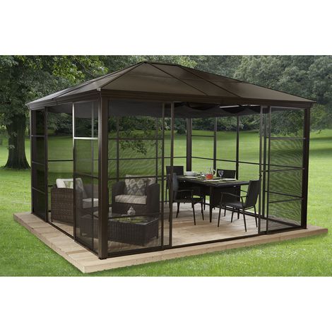 Sojag Pavillon Castel 12x14, bronze, 362 x 427 x 296 cm (L x B x H), Aluminium (1/5)