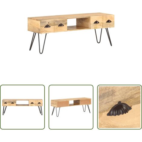 Meuble tv industriel -  Meuble TV 120x35x45 cm Bois solide de manguier (1/5)