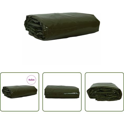 vidaXL Canvas Plane - Plane 650g / m² Olive Grün 4 x 5 m Canvas mit PVC-Beschichtung (1/5)