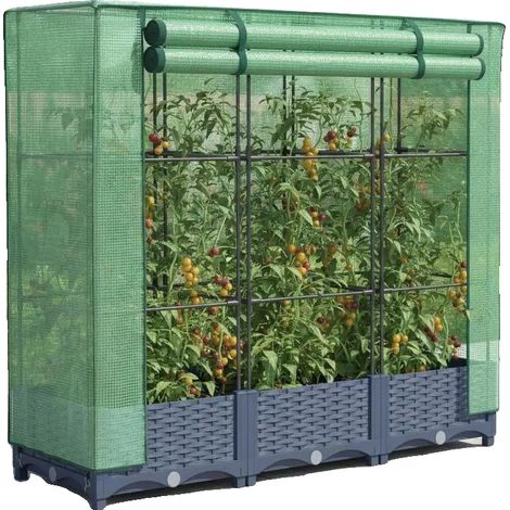 Jardinier surélevé, Housse résistante aux intempéries, Serre ventilée, 120x40x123 cm-a (1/2)