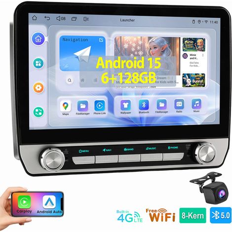 Autoradio 8 cœurs pour Audi A4 8E 8H B6 B7 (2000-2009) CarPlay 6+128 Go Android 15 Bluetooth 6+128G CAM (1/5)