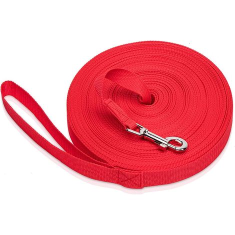 Laisse de Dressage pour Chien Longe de Chien Sangle pour Chien Laisse Longue en Nylon pour Chiens de Petites à Grandes Taille -15M, Rouge 15m2.0cm Rouge (1/5)