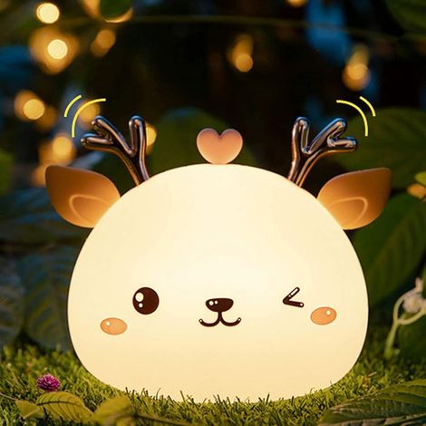 Veilleuse LED cerf en silicone doux – 7 couleurs réglables – Rechargeable USB – Ambiance apaisante pour chambre d'enfant (1/5)