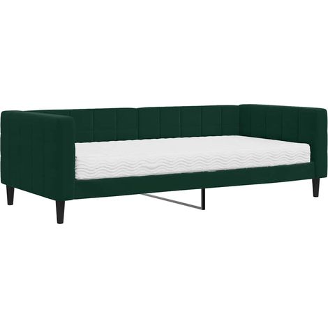Maison Exclusive - Divano Letto con Materasso Verde Scuro 90x200 cm in Velluto