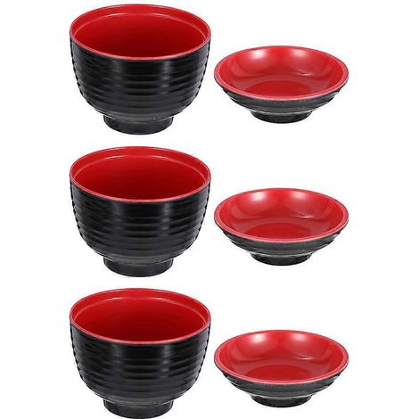 Lot de 3 petits bols japonais avec couvercle, bols à miso, bols à soupe et bols à fondue.-9.70X9.70X9.50CM-Black (1/4)