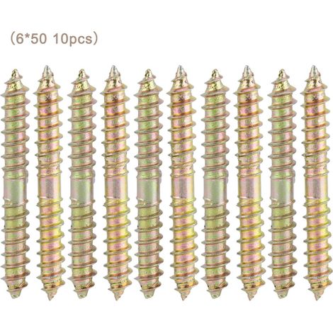 10pcs 650mm Dowel Screw Woodworking Furniture Connector Double Ended Screw