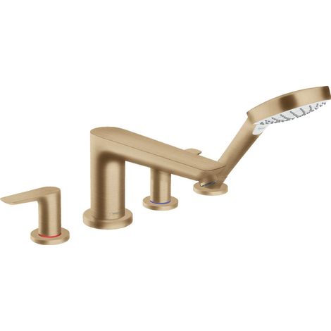 HANSGROHE Talis E grifo monomando para bañera y ducha con 4 orificios bronce cepillado (1/3)