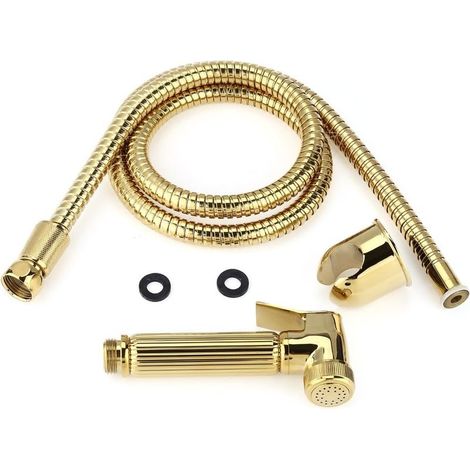 Kit de higiene para inodoro/bidé, rociador de bidé portátil de pared/cabezal rociador/ducha de mano, juego Shattaf para el cuidado personal, higiene del inodoro, orinal, dorado (1/2)
