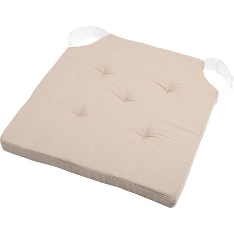 Lot de 4 galettes de chaise Duo velcro 38x38 lin écru (1/4)