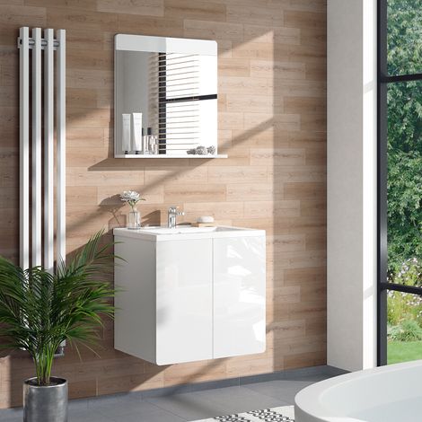 Espejo de baño Izan, Blanco alto brillo, 60 x 62 cm, Vicco