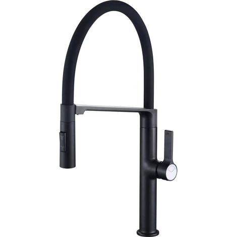 Cross-border trade kitchen faucet, universal telescopic rotating sink/vegetable basin, high-pressure pull-out hot and cold water faucet - magnetic universal black model