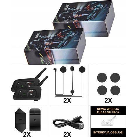 2x EJEAS V6 PRO+ Motorrad-Intercom, neue Version 2025, IP67, 1200 m