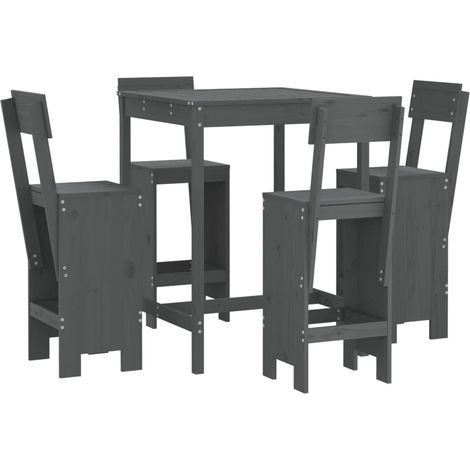 Maison Exclusive - 5-tlg. Gartenbar-Set Grau Massivholz Kiefer