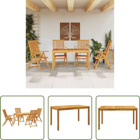 Chaise de jardin - Ensemble à manger de jardin 5 pcs 140x80x74 cm Bois d'acacia solide (1/5)