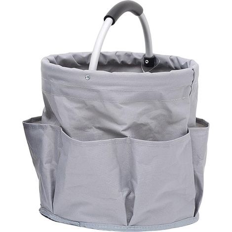 Panier rangement produit d'entretien, 6 rangements, pliable avec poignée de transport, Polyester, ø28x28cm, Gris Foncé - RWPanier (1/5)