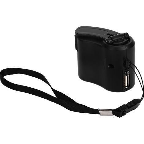 Tragbares, handkurbelbetriebenes USB-Handyladegerät, ideal zum Wandern und Campen – Schwarz (1/5)