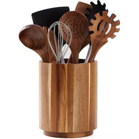 Étagère à couverts - Organisateur de cuisine - Porte-ustensiles - Rangement pour spatules - Boîte de rangement pour couverts - Rotation à 360° - Pour plan de travail - Décoration de cuisine - Bois - C (1/5)