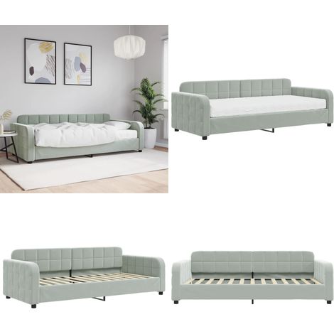 vidaXL Tagesbett mit Matratze Hellgrau 90x200 cm Samt (1/5)