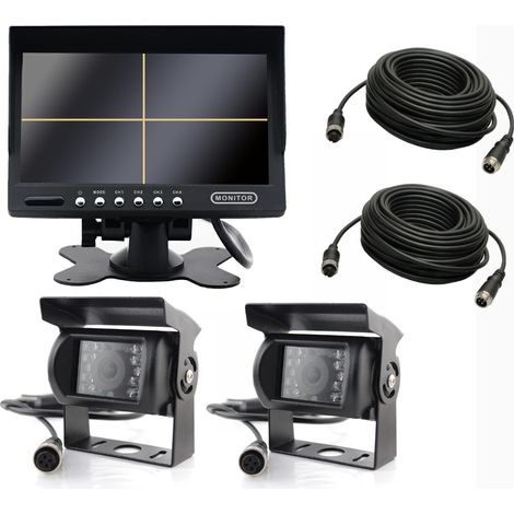 Monitor cuádruple de 7 pulgadas + 2 cámaras + 10 m + 15 m