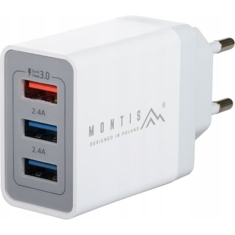 CARICABATTERIE DI RETE VELOCE 3xUSB QC 3.0 30W POTENTE (1/5)