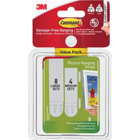 Command Picture Hanging Strips Pack - 4 Medium & 8 Large (12 Sets) (1/5)
