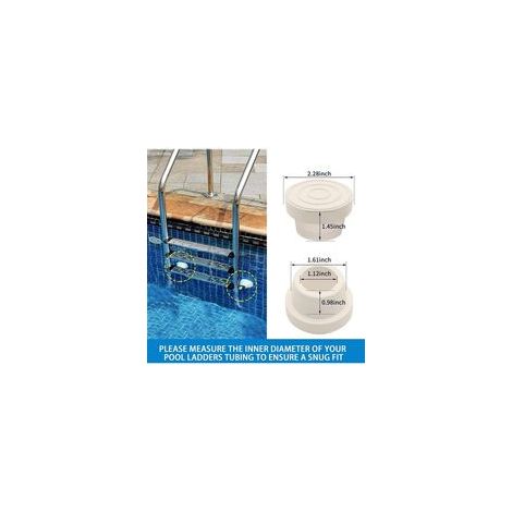 Pare-chocs de rechange en caoutchouc pour échelle de piscine creusée (blanc) – Compatible avec tube d'échelle de piscine de 4,8 cm – Insérer un couvercle de pare-chocs (paquet de 2) (1/2)