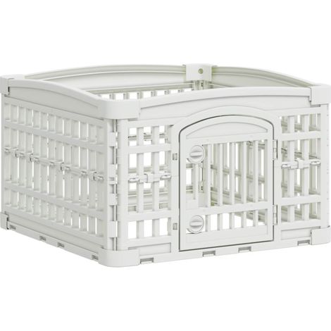 Parc pour chien à 4 panneaux 63 x 63 x 40 cm Plastique Blanc vidaXL