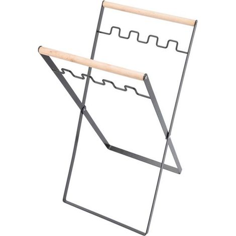 support de sac poubelle pliable Support de sac poubelle, poignée en bois de caoutchouc, support en fer, meuble bac Noire (1/4)