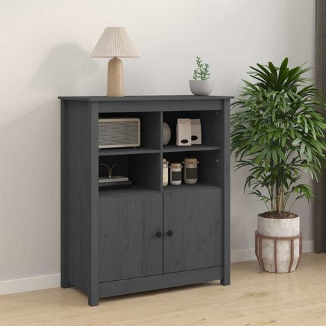 Buffet - Armoire de rangement Enfilade Gris 83x41,5x100 cm Bois massif de pin BV452212 - BonneVie (1/5)