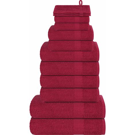 vidaXL Ensemble de serviettes 12 pcs bordeaux 360 g/m² 100% coton