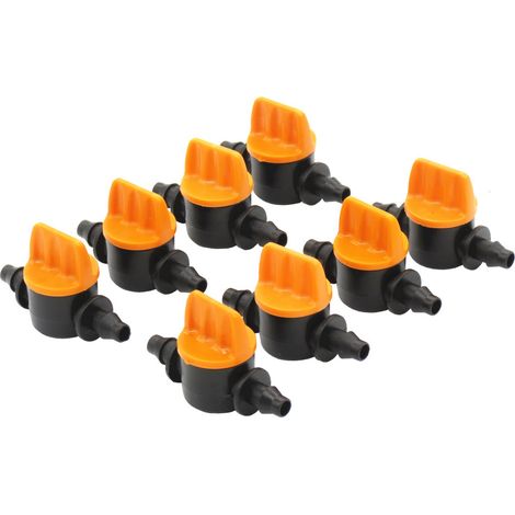 20 Pièces Vanne de tubes d'irrigation, soupape d'irrigation goutte à goutte 1/4 de pouce barbelé vanne d'arrêt de tube (1/5)