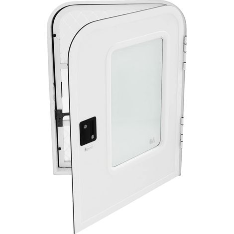 Porte de camping-car avec moustiquaire et fenêtre, design verrouillable, verre dépoli, BLANC (1/2)