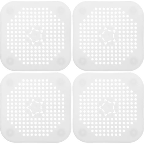 de 4 grilles de siphon de douche carrées en silicone conçues
