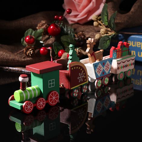 Train de Noël rouge, jouet sûr et inodore, lisse, décoratif, ornement de table en forme d'ours en peluche (1/5)