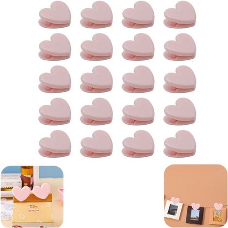 Confezione da 20 clip di plastica rosa da 3,1 x 2,7 cm per chiudere snack e foto. (1/5)