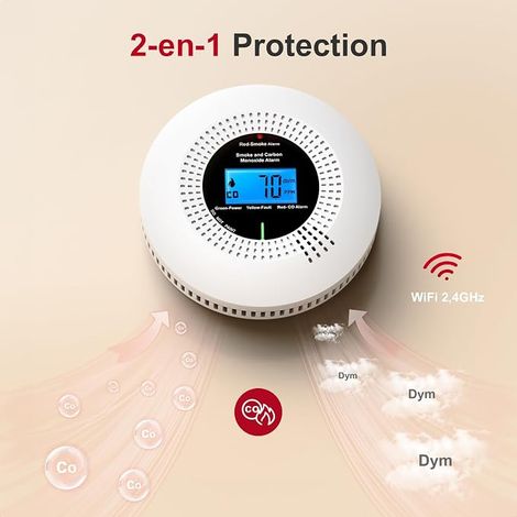 Smoke and Carbon Monoxide Detector, Battery, LCD Digital Screen (1/4)