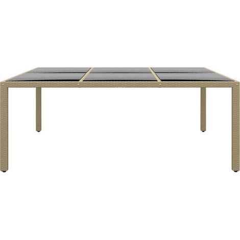Maison Exclusive - Tavolo Giardino 200x150x75 cm Vetro Temperato Polyrattan Beige (1/5)