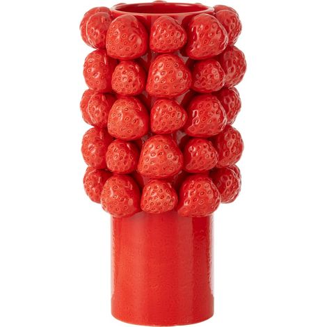Vase Déco en Céramique "Fraise" 34cm Rouge