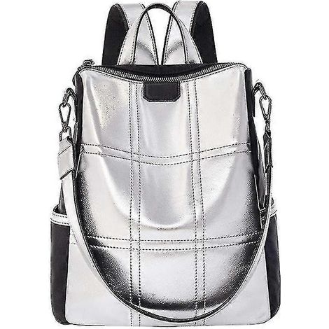 Sac à dos tendance pour femme, sac bandoulière argenté réfléchissant, sac à dos de créateur, sacoche de voyage (1/5)
